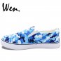 Wen Navy Camouflage Pattern Hand Painted Slip on Shoes Unisex Canvas Sneakers