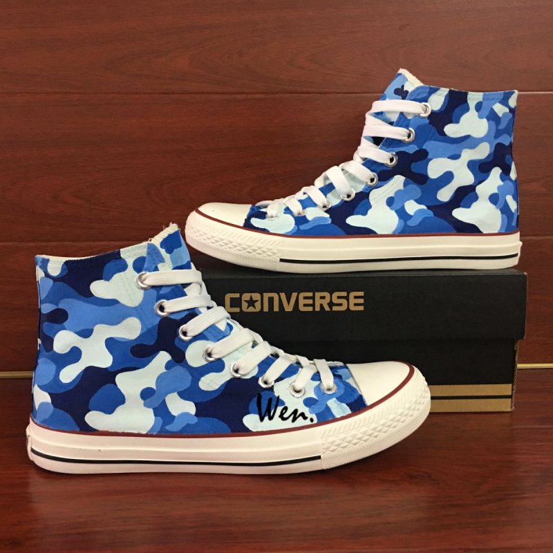 Custom Design Navy Camouflage Blue Patterns Converse Shoes ...