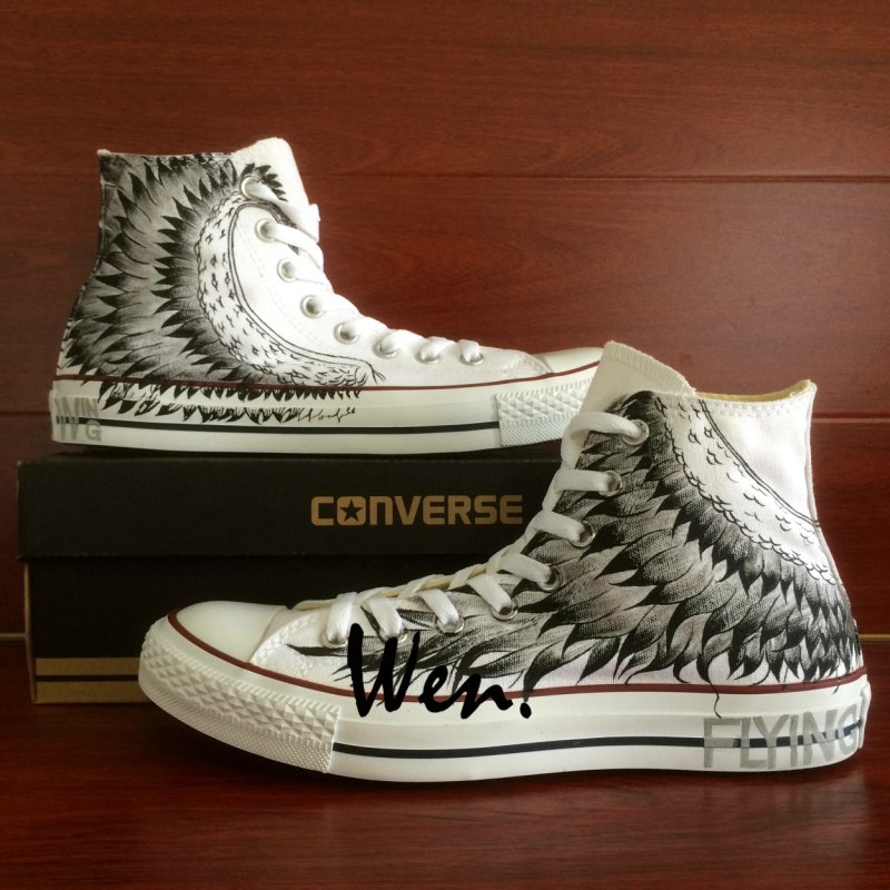 Original Design Wing Unisex Hand Painted Shoes High Top Converse Canvas Sneakers