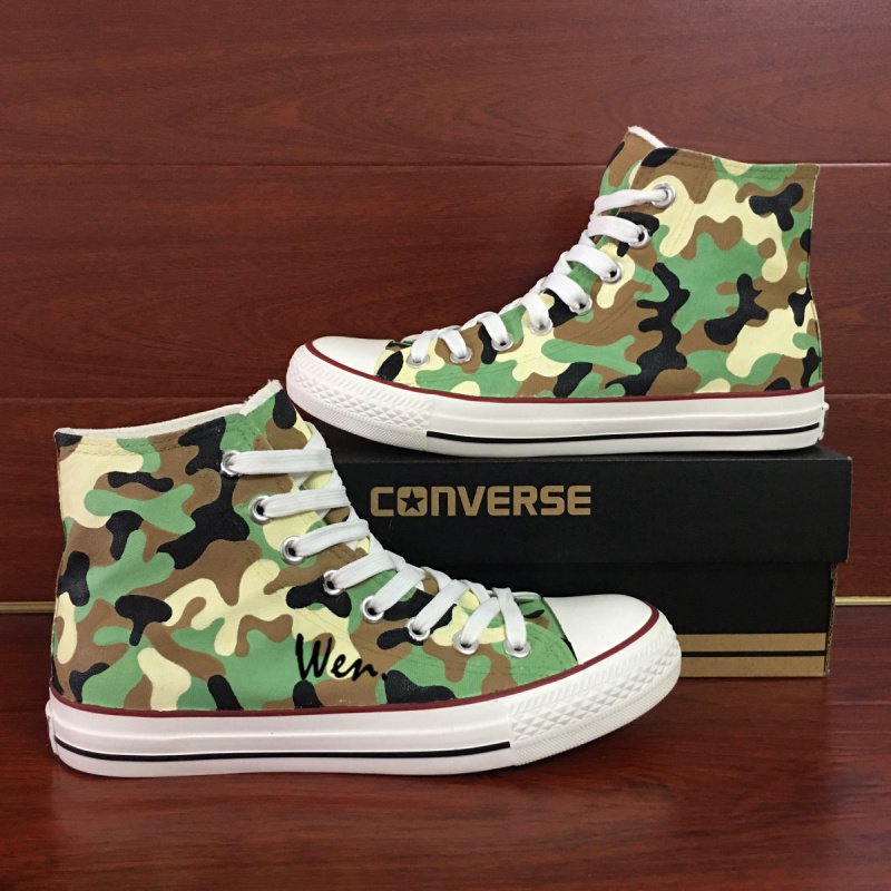 Army Camouflage Pattern Custom Design Canvas Shoes Hand Painted ...