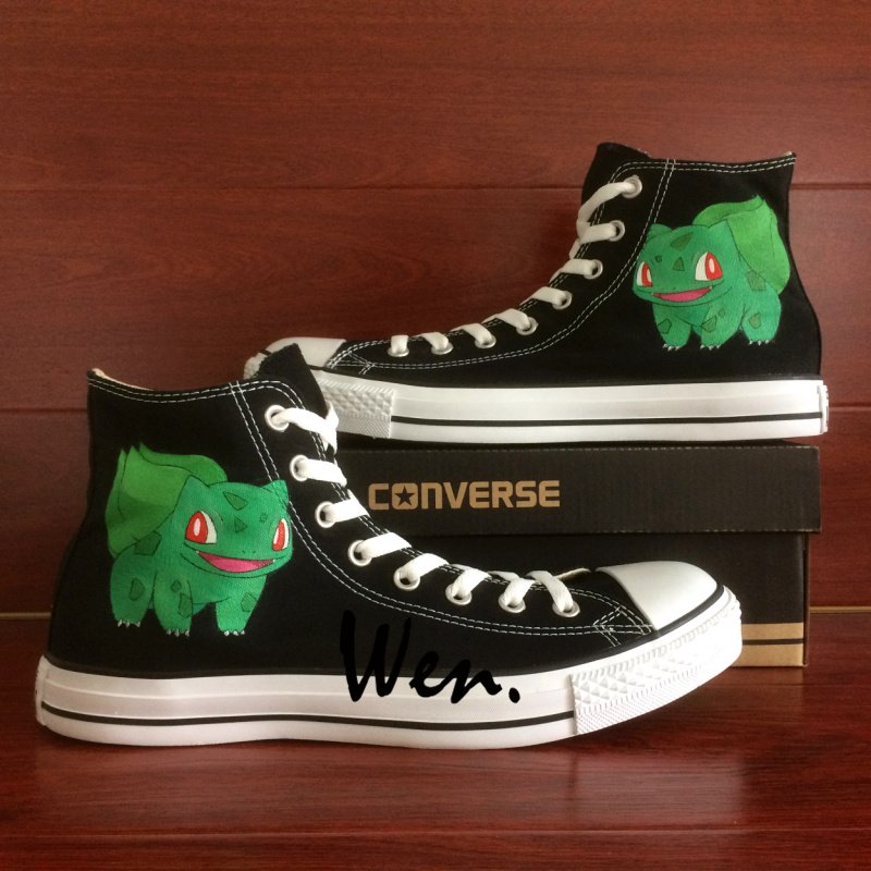 Pokemon Shoes Hand Painted Bulbasaur Anime Converse All Star Man Woman
