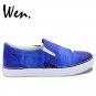 Wen Original Hand Painted Shoes Animal Whales Ocean Men Women Slip on Canvas Sneakers