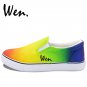 Wen Gradient Color Change Hand Painted Shoes Slip on Canvas Sneakers for Man Woman
