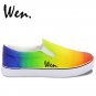 Wen Gradient Color Change Hand Painted Shoes Slip on Canvas Sneakers for Man Woman
