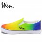 Wen Gradient Color Change Hand Painted Shoes Slip on Canvas Sneakers for Man Woman