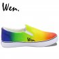 Wen Gradient Color Change Hand Painted Shoes Slip on Canvas Sneakers for Man Woman