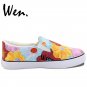 Wen Colorful Flowers Original Hand Painted Slip On Canvas Shoes for Men Women Sneakers