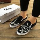 Wen Black Slip on Shoes Hand Painted Sailing Anchor Rudder Helm Original Design Canvas Shoes