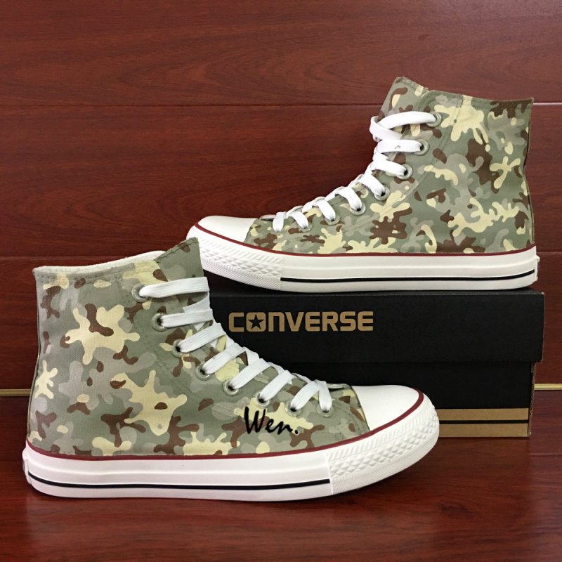 Design Custom Special Forces Camouflage High Top Converse Shoes Hand Painted Canvas Sneakers