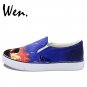 Wen Unisex Canvas Sneakers Design Beautiful Galaxy Sky Sunset Travelling Mate Hand Painted Shoes