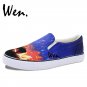 Wen Unisex Canvas Sneakers Design Beautiful Galaxy Sky Sunset Travelling Mate Hand Painted Shoes