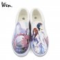 Wen Design Unisex Hand Painted Shoes Anime STEINS;GATE White Slip on Canvas Sneakers