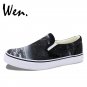 Wen Design Moon Outer Space Spaceman Astronaut Hand Painted Canvas Shoes