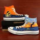 Original Design Dolphins Ocean Sunset Hand Painted Shoes Unisex High Top Converse
