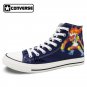 Hand Painted Shoes Anime Converse Design Pokemon Infernape Blue Canvas Sneakers