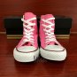 Custom Design Cute Cat Flowers on Head Hand Painted Canvas Shoes Pink Converse