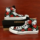 Original Design Skulls Red Roses Flowers Hand Painted Shoes Unisex Canvas Sneakers
