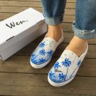 Wen Design Slip on Shoes Hand Painted Blue Coconut Palm Tree Unisex Canvas Sneakers