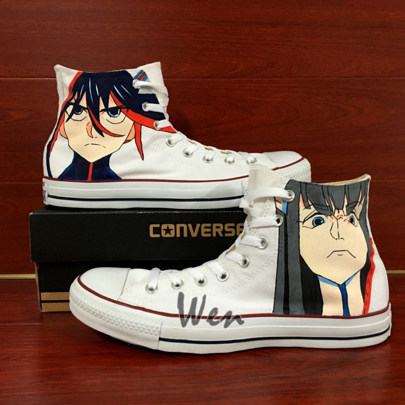 Men Women Converse Shoes Hand Painted Anime Kill La Kill Canvas Sneakers High Top All Star