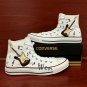 Custom Design White Converse Shoes Hand Painted Guitar Music Notes High Top Canvas Sneakers