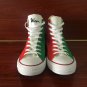 Italy Flag Design Hand Painted Converse All Star Shoes High Top Canvas Sneakers