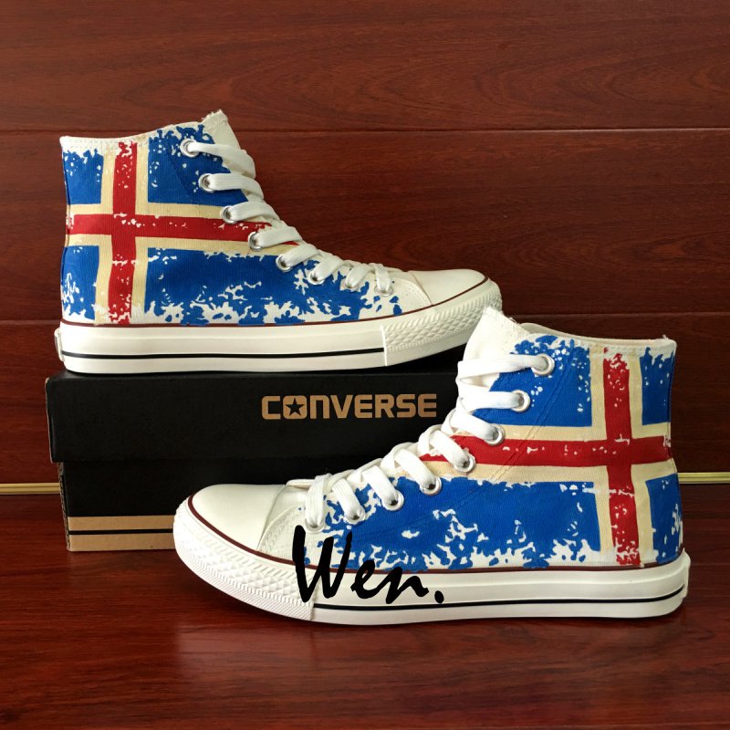 Iceland Flag Shoes Converse All Star Hand Painted Canvas Shoes Sneakers Athletic All Star