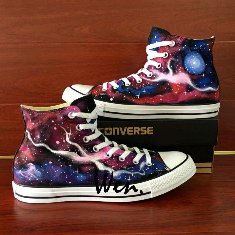 Galaxy Shoes Hand Painted Nebula Space Sneakers Men Women Canvas ...