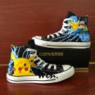 Anime Converse Hand Painted Shoes Pokemon Ash Pikachu Sneakers for Men Women High Top All Star