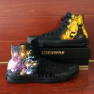 Men Women Shoes Hand Painted Naruto Sasuke Canvas Sneakers High Top All Black Converse All Star