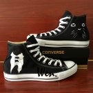 Men Women Converse All Star Shoes Hand Painted Cat Suit Black Fashion Sneakers High Tops
