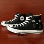 Men Women Converse All Star Shoes Hand Painted Cat Suit Black Fashion Sneakers High Tops