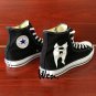 Men Women Converse All Star Shoes Hand Painted Cat Suit Black Fashion Sneakers High Tops