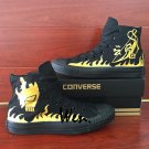 All Black Converse Chuck Taylor Shoes Men Women Canvas Sneakers Design Naruto Gold Fire
