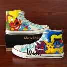 Hand Painted Anime Shoes Pokemon Pikachu Canvas Sneakers High Top Converse Chuck Taylor