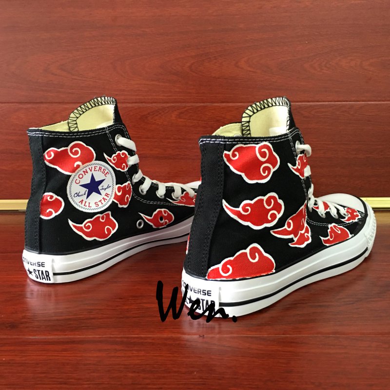 Anime Converse All Star Shoes Naruto Akatsuki Hand Painted Canvas Sneakers