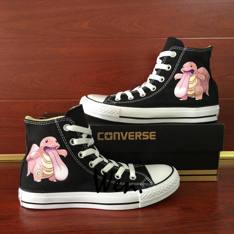 Pokemon Hand Painted Shoes Anime Lickitung Converse All Star Unisex Canvas Sneakers
