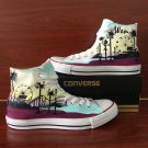 Original Converse Hand Painted Shoes Design Santa Sunset Coconut Tree Unisex Sneakers