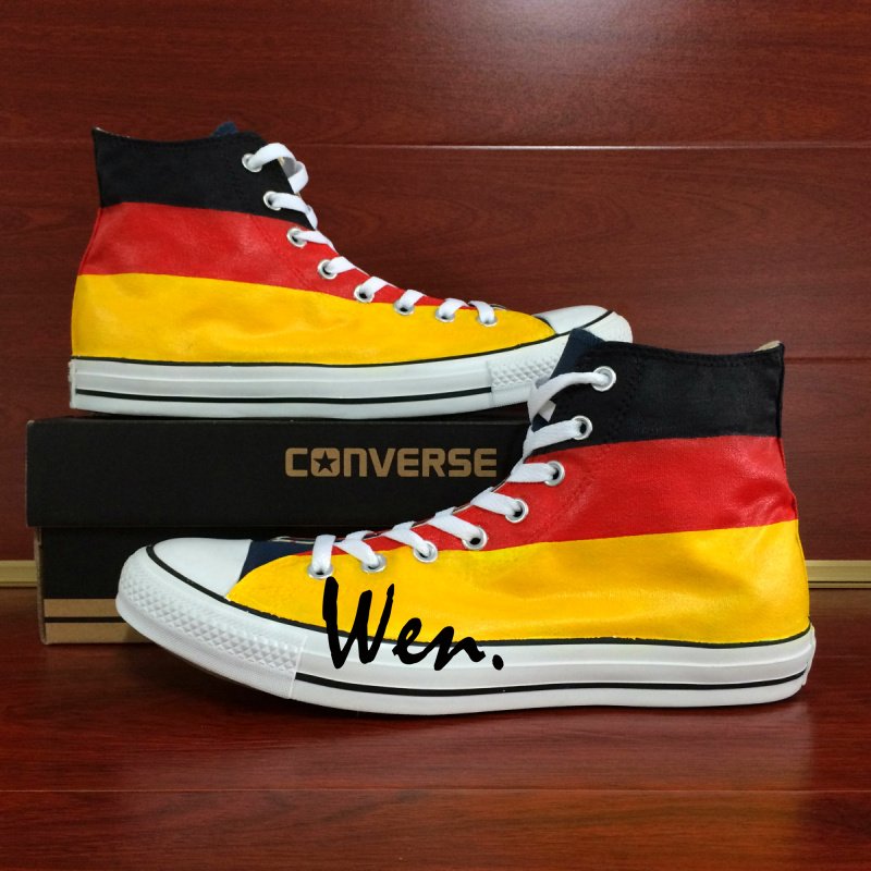Original Design Converse Hand Painted Shoes Germany Flag Canvas Sneakers All Star