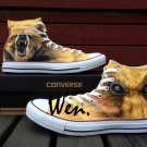 Design Hand Painted Animal Shoes Original Converse Brown Bear Canvas Sneakers All Star