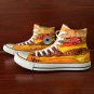 Original Design Hamburger Hand Painted Canvas Shoes Unisex Converse High Top Sneakers