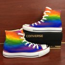 Rainbow Color Hand Painted Converse Shoes Gradient Change Color Design Canvas Sneakers