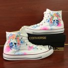 Hand Painted Shoes Skull Flowers Original Design Converse White Canvas Sneakers