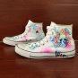 Hand Painted Shoes Skull Flowers Original Design Converse White Canvas Sneakers
