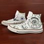 Unisex Canvas Shoes Converse Design Time Clock Hand Painted All Star Chuck Sneakers