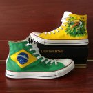 Brazil Flag Hand Painted Shoes Design Bird Green-Winged Macaw Converse All Star Sneakers