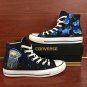 Jellyfish Hand Painted Black Canvas Sneakers Original Design Graffiti Shoes Converse
