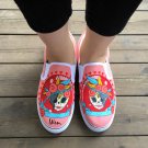 Wen Mexican Style Skulls Totem Hand Painted Slip On Shoes for Man Woman Canvas Sneakers