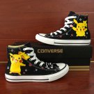 Men Women Anime Shoes Pokemon Pikachu Custom Design Hand Painted Canvas Sneakers Black Converse