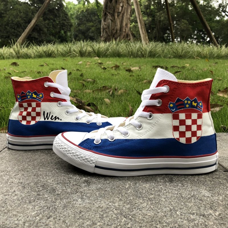 Design Croatia Flag Painted Converse Shoes Men Women Canvas Sneakers All Stars