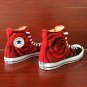 Converse Chuck Taylor Original Design Red Rose Hand Painted Canvas Shoes High Top Sneakers